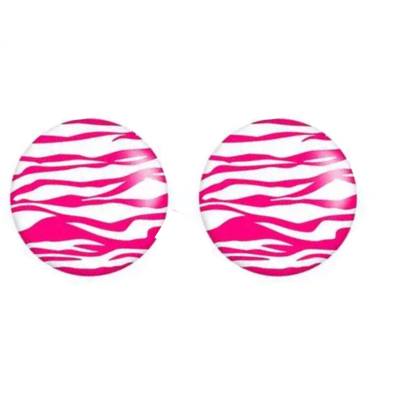 Clip oorbellen Roze zebra