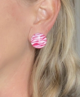 Clip oorbellen Roze zebra 2 cm
