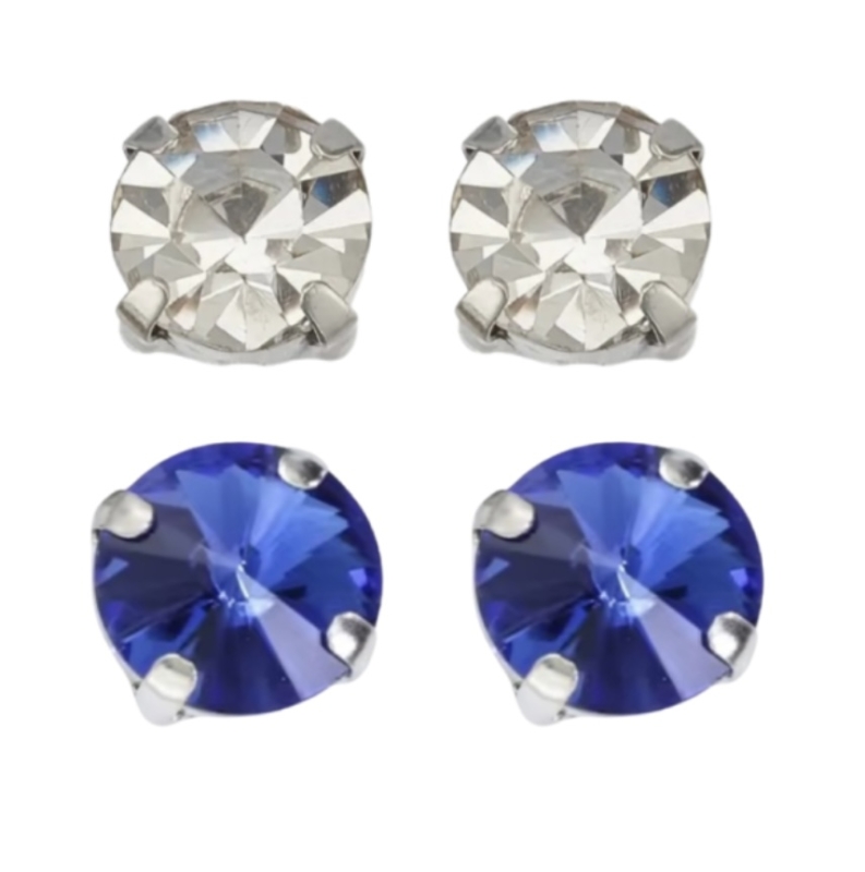 Magneetoorbellen 2 paar 8 mm  wit en blauw