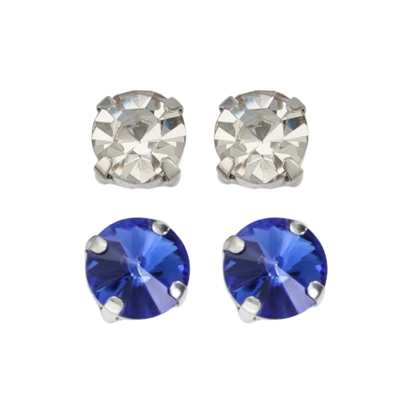 Magneetoorbellen 2 paar 8 mm  wit en blauw