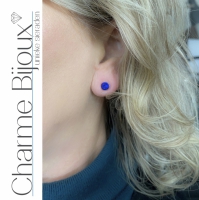 3 Paar magneet oorbellen- 6 mm- wit-Midden Blauw- Roze