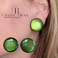Clip oorbellen- Groen- 2.5 cm- extra groot