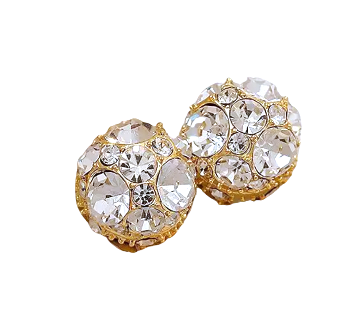 Magneet oorbellen De luxe Goudkleurig Strass 10 mm