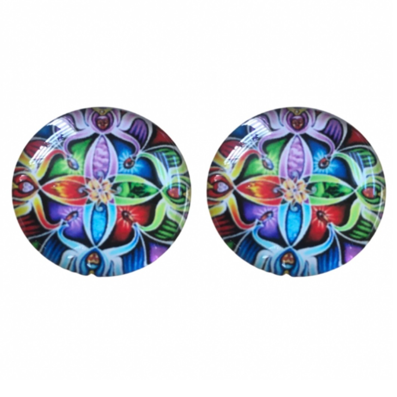 Clip Oorbellen Flo Kleurrijk 2.5 cm blauw