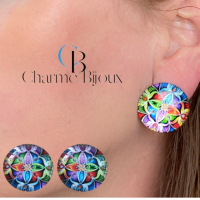 Clip Oorbellen Flo Kleurrijk 2.5 cm blauw
