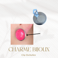 Clip Oorbellen-Extra groot-Roze-2.5 cm-Metaal Felita
