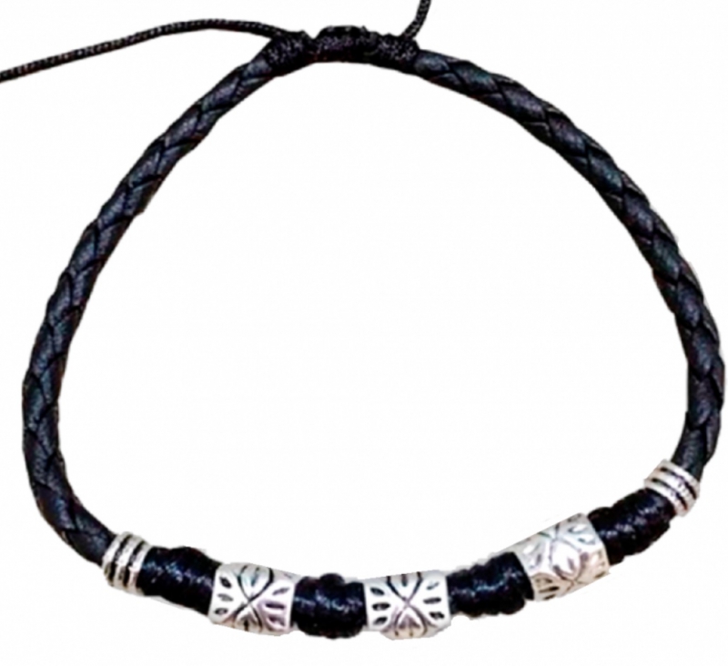 Armband-Zwart-Tibetaanse stijl-Extra groot-Schuifsluiting-20- 26 cm