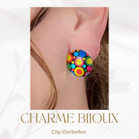 clip oorbellen-2 cm-Stippen-Gekleurde-Cabochon