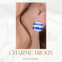 clip oorbellen-Blue strips-2 cm