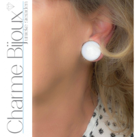 Clip Oorbellen Wit Zilverrand 2 cm