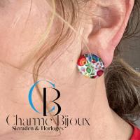 Clip Oorbellen-Fleur-Cabochon- 2 cm bloem