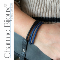 2 stuks- Armband- zwart-Blauw- Schuif armband- 16-21 cm