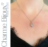 2 Delige set Juliette  Ketting Oorbellen Roze Zilver