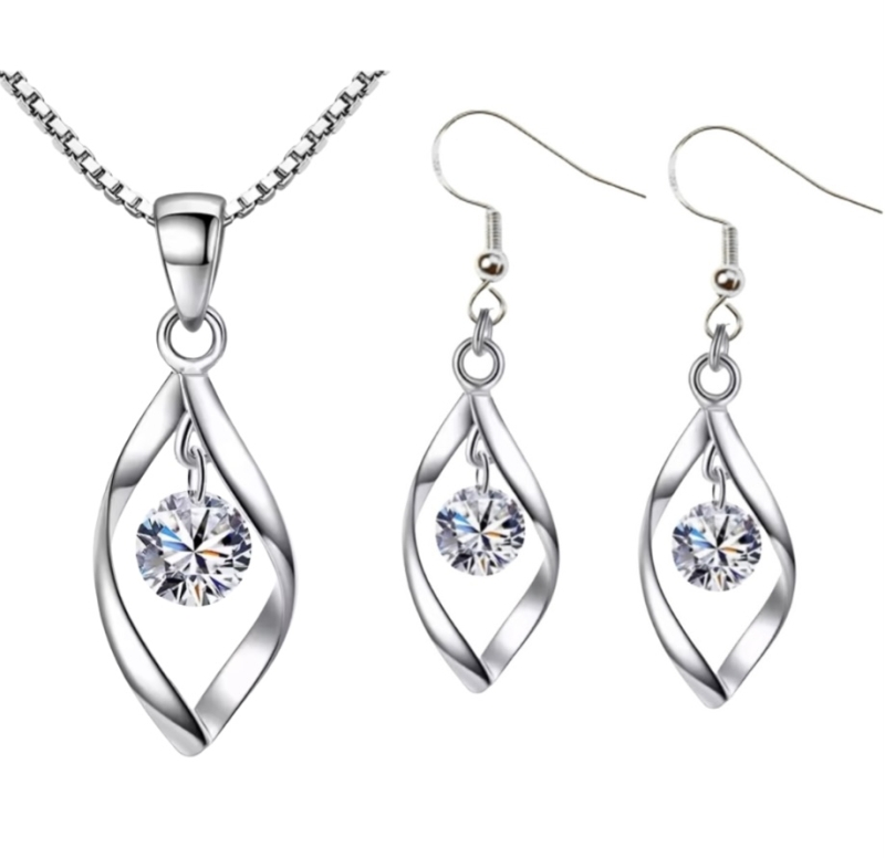 2 Delige set Zsa - Ketting met Lange oorbellen Zilver