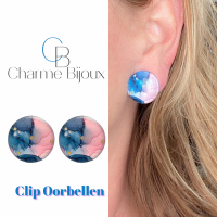 Clip Oorbellen-Ilaria-2 cm blauw roze