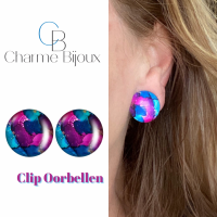 Clip Oorbellen-Violetta-2 cm-Blauw-Roze