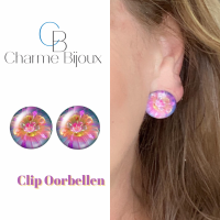 Clip Oorbellen-Malva roze 2 cm