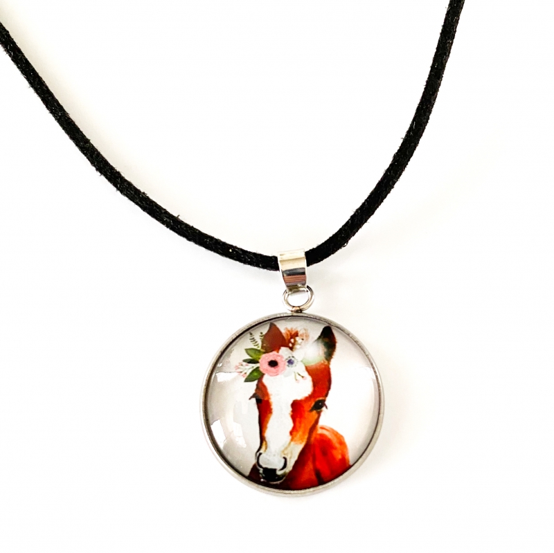Ketting-Paard-2 cm-Rond-Cabochon-45 cm