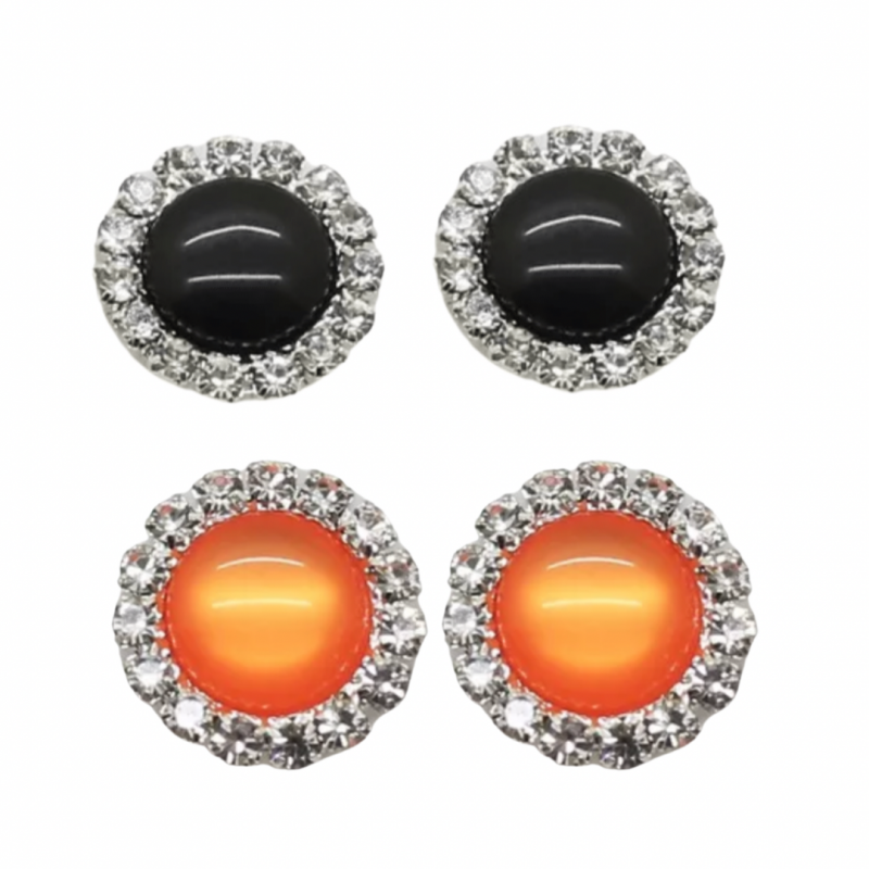2 Paar-Clip oorbellen-Oranje-Zwart-1.5 cm