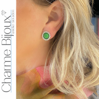 2 Paar Clip oorbellen-Zwart-Groen-1.5 cm