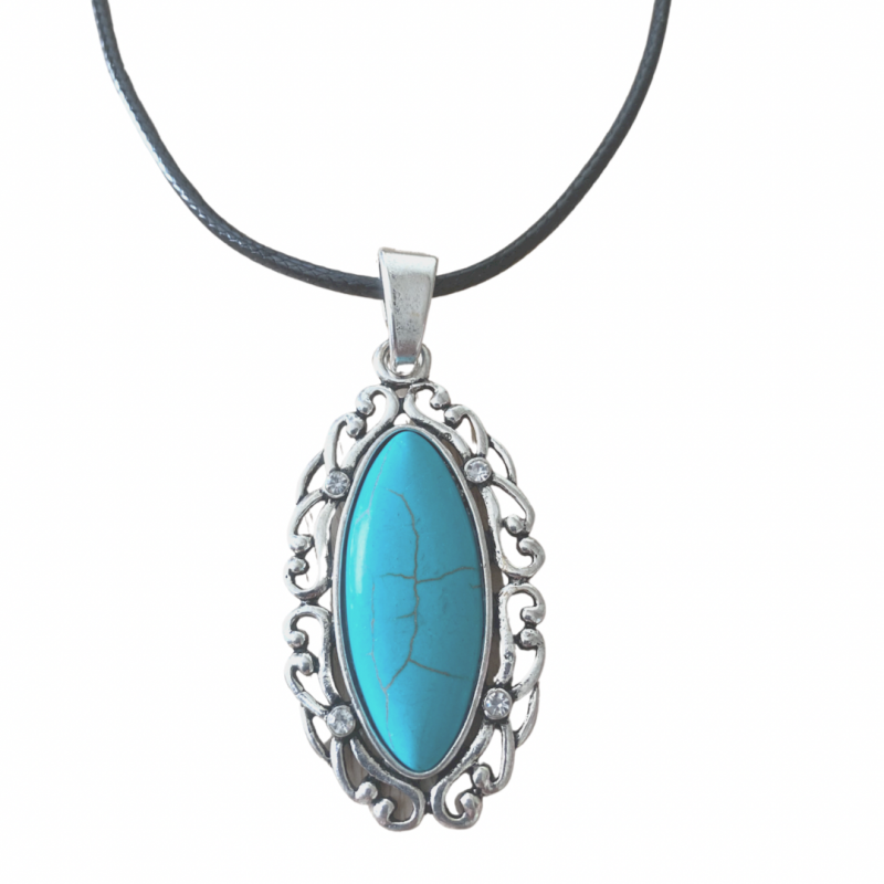 Ketting-Purdy-Turquoie-Strass-ovaal