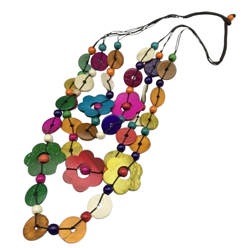 Ketting Happy Wood  Bloem  Gekleurd