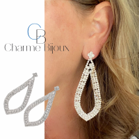 Oorbellen Grace strass Extra lang 8.5 cm