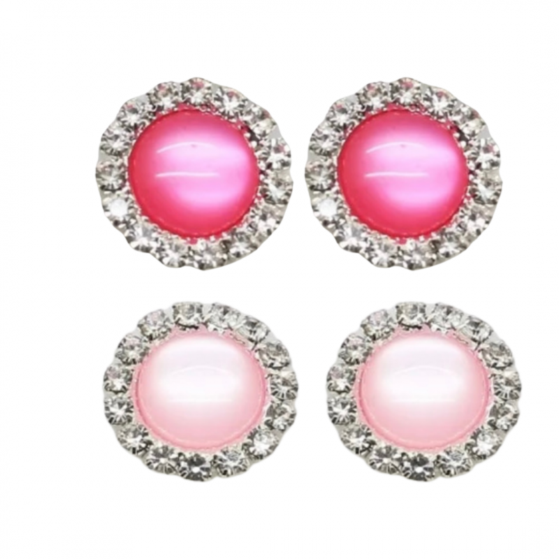 2 Paar-Clip oorbellen-1.5 cm-Kunststof-Midden roze- licht roze