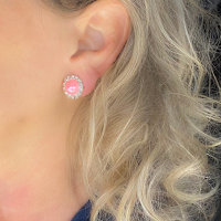 3 Paar clip oorbellen Paars licht Roze Wit  1.5 cm