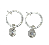 Klem Oorbellen Steentje zilverkleur 2 cm