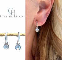 Klem Oorbellen Steentje zilverkleur 2 cm