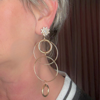 Clipoorbellen Goudkleurig Lang strass