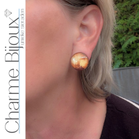 Clip oorbellen Sandy  2 cm Bruin