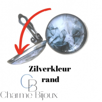 Clip oorbellen Grijs Zilverrand 2 cm