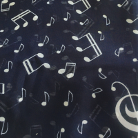Sjaal-Blauw-Muzieknoten 140x 45 cm