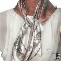 Sjaal-Bruin-Ivoor-foulard-90 x 90