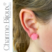 Clip oorbellen-Bloem-Licht roze-1.5 cm Elin