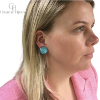 Clip oorbellen blauw 2 cm