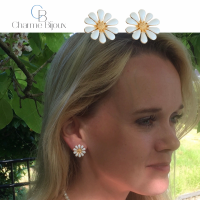 Clip Oorbellen Madelief Wit 2 cm