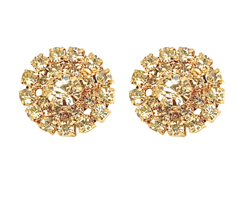 Clip Oorbellen Goudkleurig Strass 1.8 cm Clip Oorbellen Goudkleurig Strass 1.8 cm