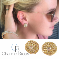Clip Oorbellen Goudkleurig Strass 1.8 cm