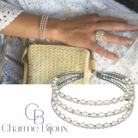Armband Parel Strass Zilverkleur 17 cm synthetische