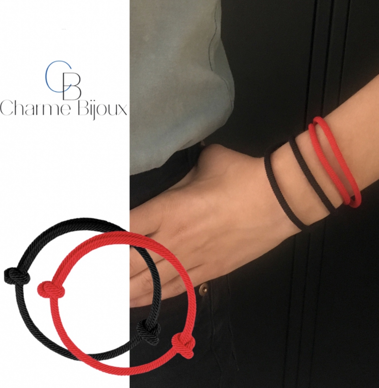 2 Armbanden-Zwart-Rood schuif