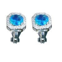Clip oorbellen Cube granulaat strass zilverkleur