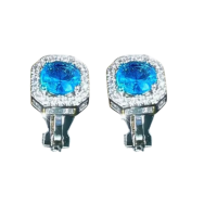 Clip oorbellen Cube granulaat strass zilverkleur