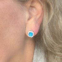 Clip oorbellen Aqua blauw strass