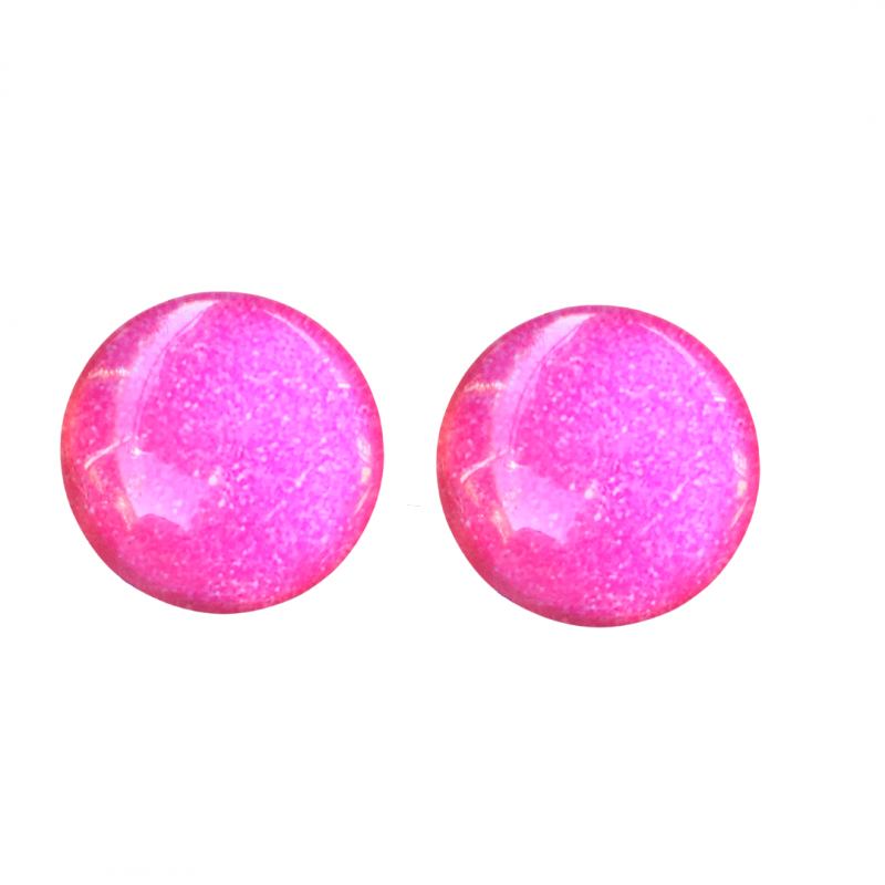 Clip Oorbellen-Roze-spikkel 2 cm