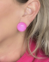 Clip Oorbellen zuurstok Roze spikkel 2 cm