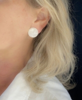 Clip Oorbellen Wit 2 cm Cabochon