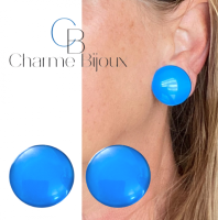 Clip oorbellen  Blauw 2.5 cm